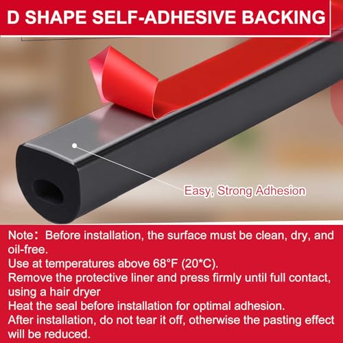 Pangda 26ft Foam Rubber D Shape Seal Strip 0.5" W x 0.5" H Self Adhesive EPDM Rubber Weather Stripping RV Slide Out Seal Heavy Duty Automotive Weather Stripping for Car Truck RV Boat Home - size: 26ft, style: 0.5" W X 0.5" H