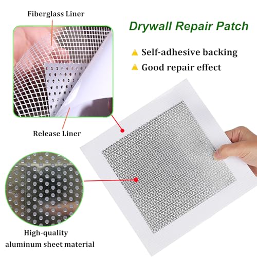 10 Pcs 2/4/6 Inch Wall Patch Repair,Drywall Patch Self-Adhesive Mesh Drywall Patch and Fiberglass Repair Kit,Aluminum Heavy Duty Dry Wall Mesh Hole Repair Patch for Drywall Plasterboard - size: 2in*6+4in*2+6in*2