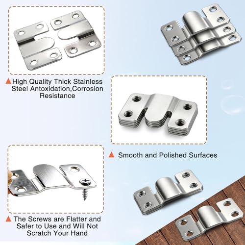 Flush Mount Brackets 6 Pairs Heavy Duty with Screws- 66lb Interlocking Hangers for Picture Frames, Headboard & Furniture, Stainless Steel Seamless Wall Mount Hardware (56x30mm) (Silver)