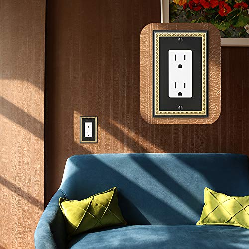 Pearled Frame Decorative Wall Plate Switch Plate Outlet Cover (Single Decorator 3PK, Black & Dark Golden) - style: Single Decorator 3PK