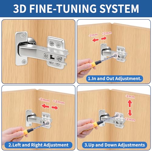 TamBee 45°Cabinet Hinges Soft Close Kitchen Door Cabinet Hinge - Concealed, Soft Close, 3D Adjust for 135 Degree Corner Cabinet, Cupboard Hinge Replacement with Mounting Screws, 2 Pack - size: 45°