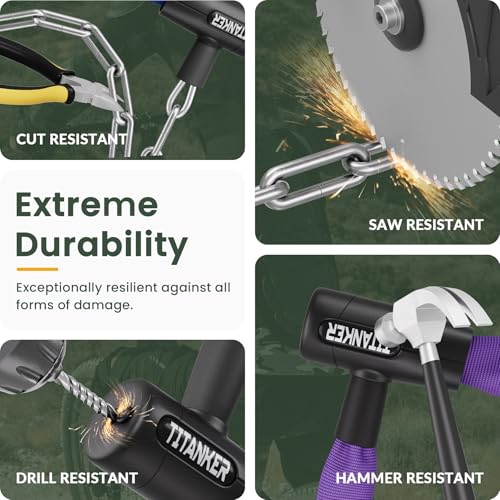 Titanker Bike Chain Lock with Keys, 3.3 Feet Security Heavy Duty Anti-Theft Bicycle Chain Locks for Bike, Motorcycle, Bicycle, Door, Gate, Fence, Grill (6mm, 8mm, 10mm Thick Chain) - color: Purple-6mm Chain
