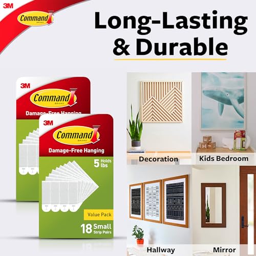 Command 4 lb Small Picture Hanging Strips 36 Pairs (72 Strips), Damage-Free Hanging Picture Hangers, No Tools Wall Hanging Strips for Home Decor, White Adhesive Strips - style: 36 Pairs