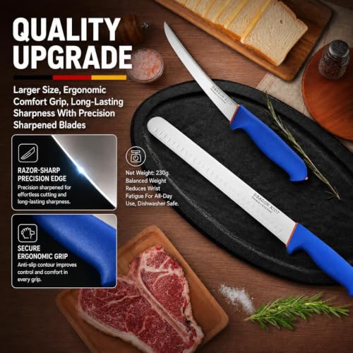 DRAGON RIOT 2-Piece Boning Carving Knife Set 12inch, Stainless Steel - color: 2-Pcs