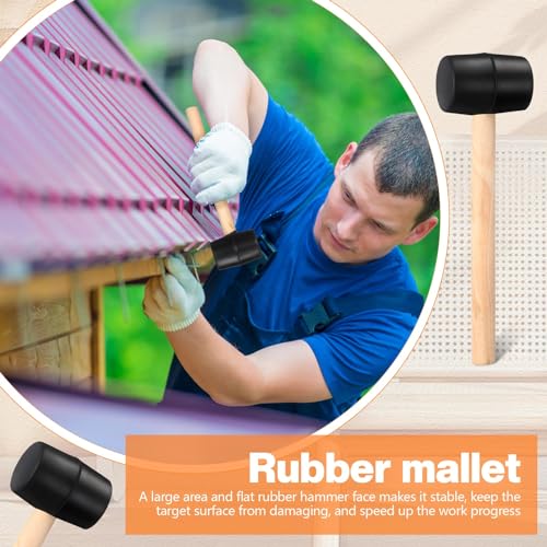 12 Pcs 7 oz Rubber Mallet Hammer with Wooden Handle