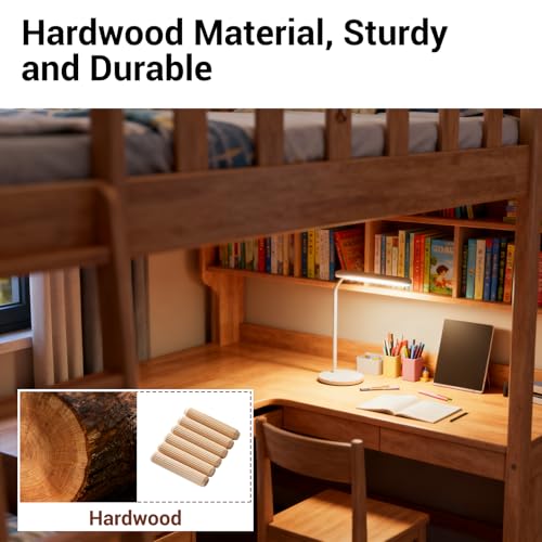 90PCS Wooden Dowel Pins Kit, Wooden Pegs for Furniture - size: 1/4"+5/16"+3/8", 90PCS