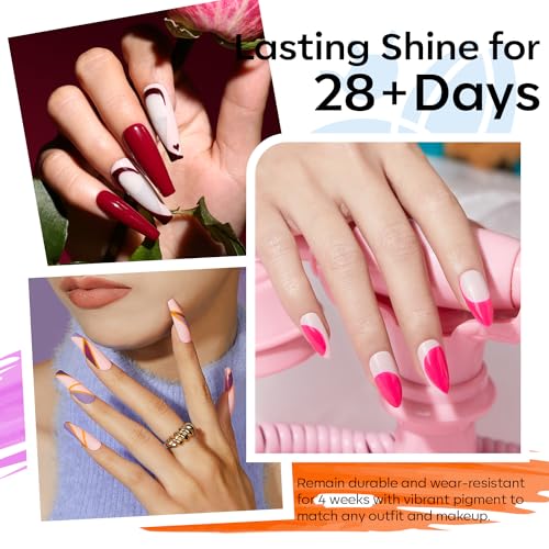 modelones Nude Gel Nail Polish Set Glitter 32PCS 28Colors Red Blue Green - color: A1-Rainbow