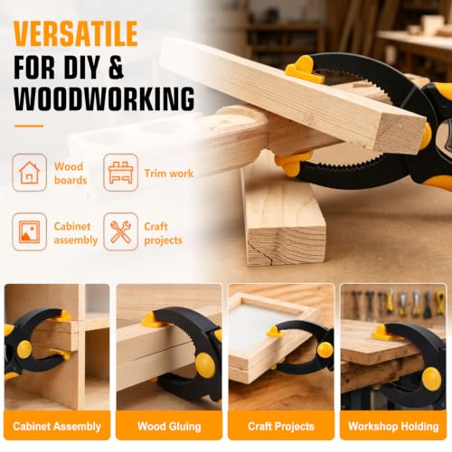 6" Ratchet Clamps Quick Release Set, Adjustable Spring Clamp for Wood,4Pcs