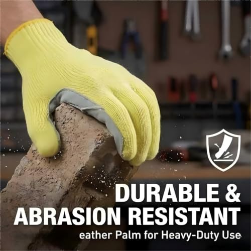 Heat Cut Resistant Gloves,Aramid Leather Oven Gloves with Fingers,Thick Knit Design- Grill Mitts for Men & Women(Aramid Leather, Large) - size: 1pc-Large, style: Aramid Leather