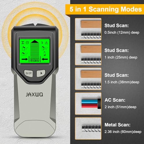 Stud Finder Wall Scanner - 5 in 1 Stud Finder Tool w/Smart Chip and HD LCD Display, Stud Detector Beam Finders for the Center and Edge of Wood AC Wire Metal Studs Joist Pipe (Grayish) - color: Grayish