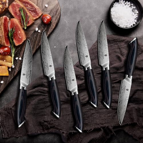 Steak Knives Set of 6, Powder Steel Steak Knife Set - size: 6PCS Steak Knife Set
