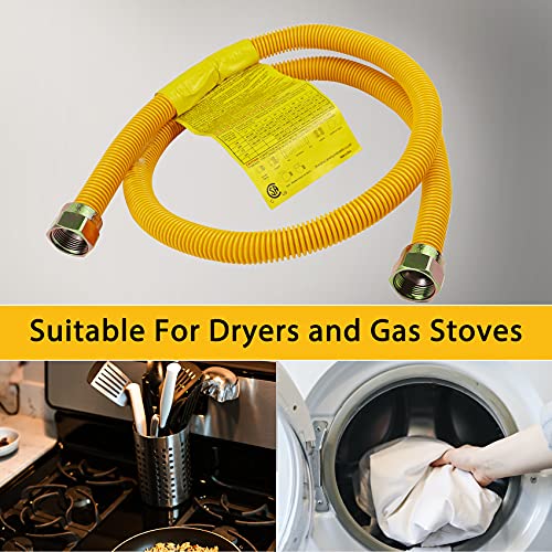 72" Flexible Gas Line Kit for Dryer, Stove, Range - size: 72 In