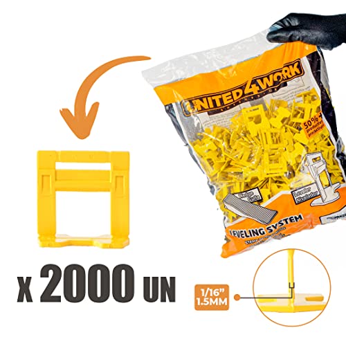Tile Leveling System 1/16" - Professional And DIY Kit - Includes 2000 Tile Leveling Clips - Easy To Use Tiling Installation Tools - (1,5 mm) - Only Clips - size: 2000 Pcs 1/16" (1,5 mm)