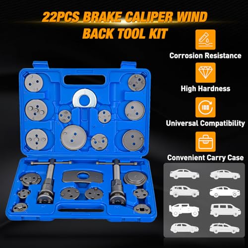 GOOACC 8PCS Drum Brake Tool Kit & 22PCS Disc Brake Caliper Compression Tool - color: 8pc+22pc Brake Tool Blue