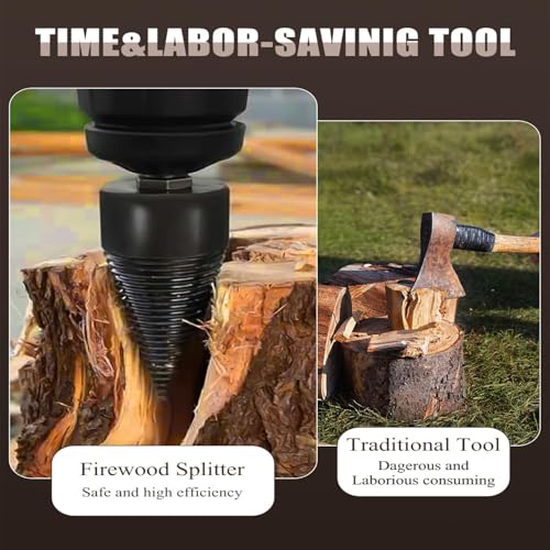 6 Pcs Wood Splitter Drill Bits, 50mm+32mm Firewood Log Splitter, Heavy Duty Electric Drill Screw Cone Driver Removable, Detachable Wood Splitting Wedge Tool