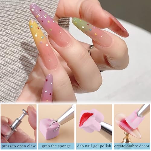 Fcozpjk 100Pcs Soft Nail Sponges for Ombre & 6Pcs Wedge Sponges Aura Nails - color: Pink