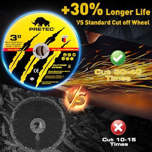 3 Inch Cut Off Wheels, 100 Pack Metal and Stainless Steel Cutting Wheel