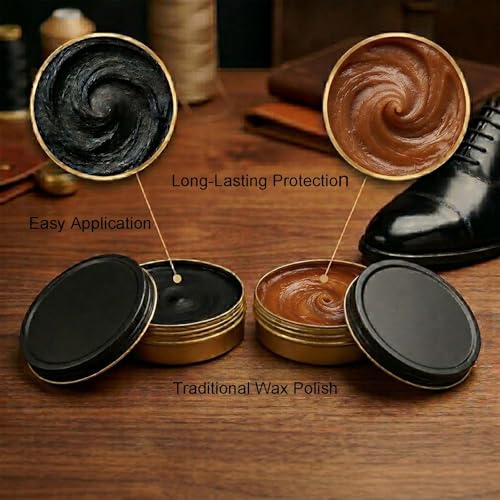shoe care kit horsehair brush,long-handled round brush,white & black polish,polishing cloth,shoe horn,storage box. - color: Browm+black