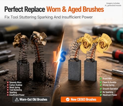 191963-2 CB303 Carbon Brush Set Power Tools CB303 191963-2 194996-6 for Power Tool Maintenance and Performance (20 pack) - color: 20 Pack