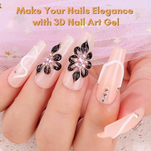 Makartt 3D Nail Gel, 2 Pcs 15g Nail Sculpting Gel for Molding and Drawing - color: A07-Whiteout Wonder & Noir