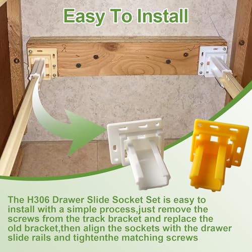 H306 Drawer Slide Socket Set,3/4" C Shaped Slide Channel Replacement Cabinet Hardware Support for RV Camper Drawer Rails