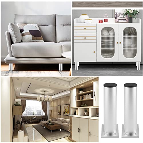 4-Pack Adjustable Aluminum Alloy Furniture Legs 6" Height Silver - color: Silver, size: 6 Inch