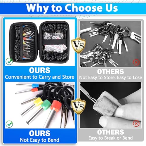Kikerike Terminal Removal Tool Kit 139 Pcs Depinning Tool Electrical Connector Pin Removal Tool Kit Pin Extractor Tool Set Wire Terminal Release Tool for Automotive Car Household Devices - color: 139 PCS