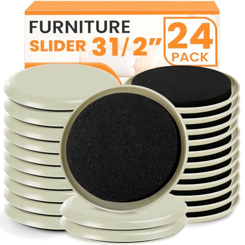 Furniture Sliders for Carpet 24PCS, 3 1/2"