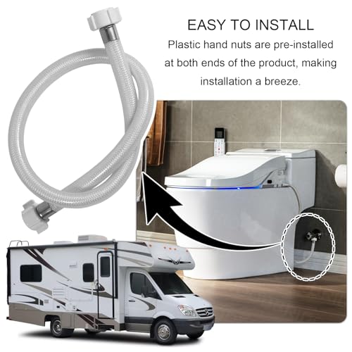 30 Inch PVC Water RV Toilet Supply Line, Faucet Supply Pipe, Hose Connector