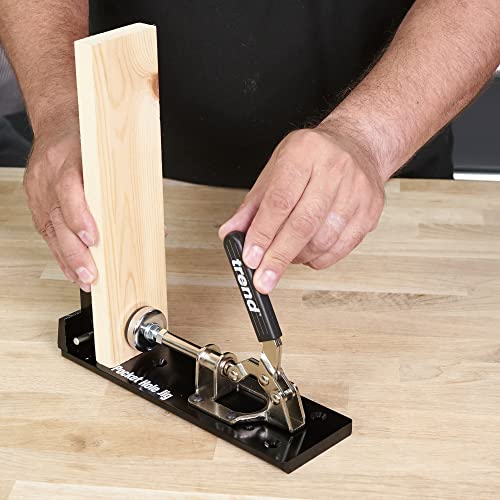 Trend Pocket Hole Jig Kit with Dual Column Jig, Face Clamp, HSS Drill Bit & Depth Setting Collar, 2 Square Bit Drives & 100 Pocket Hole Screws, PH/JIG - style: Dual Column