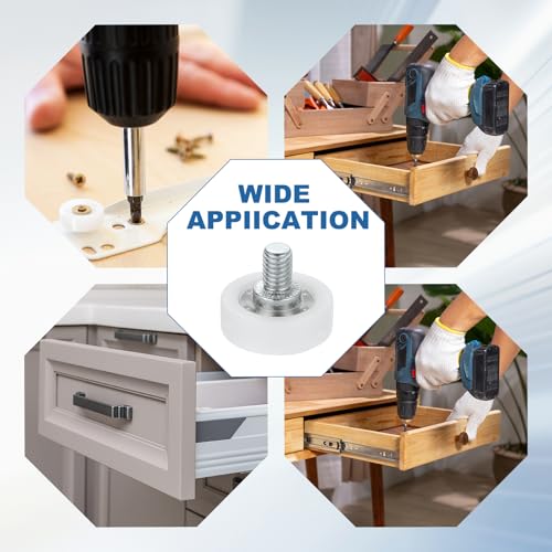 uxcell 6Pcs 22mm Drawer Rollers,M6x0.35 Thread Plastic Positioning Pulley | Flat Surface Small Drawer Pulley Bearing Replacement Wheel for Furniture Parts Cabinet Cupboard Slides - size: 22mm M6 x 0.35"