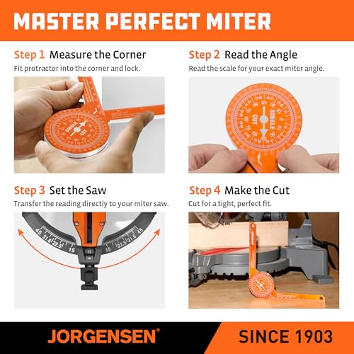 Jorgensen 7" Aluminum Miter Saw Protractor, Angle Finder Tool