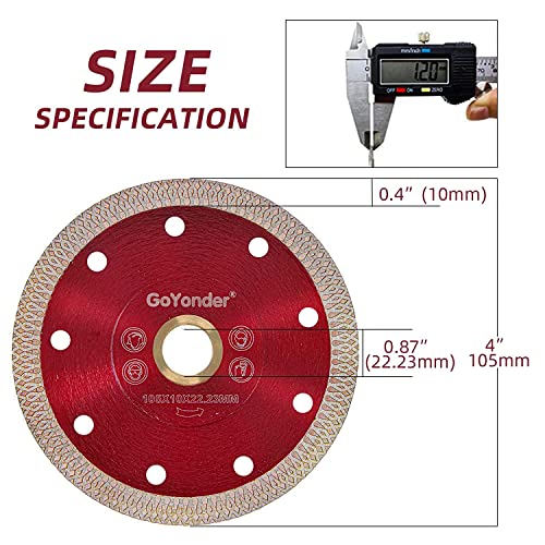 GoYonder Super Thin 4" Grinder Blades Tile Blade, Diamond Saw Blade for Cutting Porcelain Tiles Granite, 105mm Tile Cutting Blade for Angle Grinder (4"-105mm(Red)) - size: 4"-Red