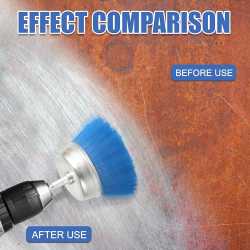 9pcs Nylon Wire Wheel & Cup Brush Set for Drill, 3 Sizes Abrasive Brush with 1/4in Hex Shank for Cleaning Sanding Drill Scrub Brush Attachment Remove Paint 80/100/240 Grit