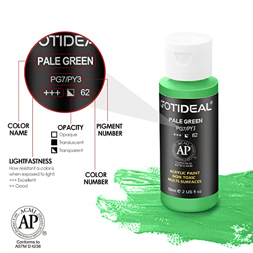GOTIDEAL Acrylic Paint Set with 10 Brushes, 18 Colors (59ml, 2 oz) - color: 18 Colors