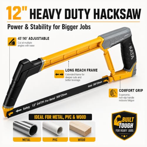 KATA Hand Saw Kit, 12" Heavy Duty Hacksaw, 10" Mini Hacksaw, 6" Drywall Saw - size: 3 Pack Handsaw Set