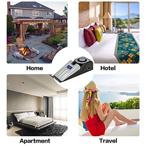 ZZRUI Upgraded 2 in 1 Portable Door Stopper Floor Wedge Security Alarm Loud 120db Entrance Alert Door Stop Alarm for Travel Home Apartment House (3 Packs) - size: 3 Pack