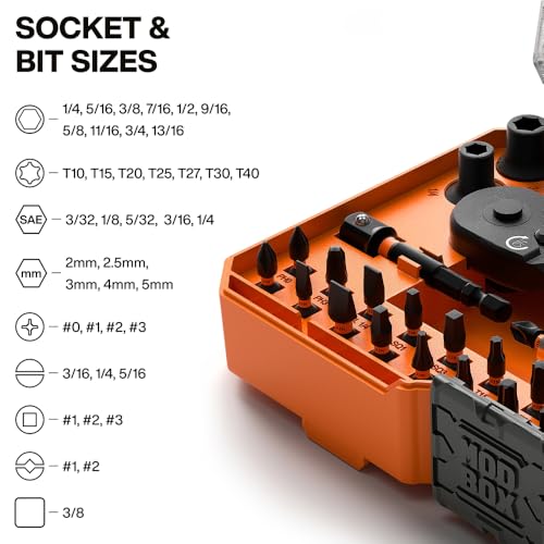 Klein Tools 33806 ProFlex 43-Piece Impact Socket Set and Impact Driver Bit Set with Modular Case, 29 Bits and 10 SAE Socket Sizes, S2 Steel, Magnetic, Adjustable Screwdriver - style: 43-Piece SAE Set