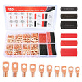 Nilight 150PCS Copper Wire Lugs and Heat Shrink Tubing | Heavy Duty 70PCS Battery Crimp Terminal and 80PCS 3:1 Heatshrink Tubes for 2 4 6 8 10 AWG Wires Distribution Box Battery Cable Solar Systems - color: 150PCS Copper Wire Lugs