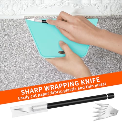 WRAPXPERT Wallpaper Tools, Smoothing Tools for Peel and Stick Wallpaper Applying, DIY Tool Kit for Contact Paper, Vinyl Backsplash, with Smoothing Squeegee, Felt Scraper, Edge Tool, Craft Knife - color: 01 Basic Kit