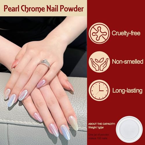 Artdone 16 Jars Chrome Nail Powder Nail Art Fimo 1g/Jar White Pearl - color: 16 colors Pearl Chrome