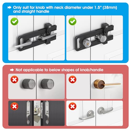 AST French Door Lock for Double Doors, Adjustable, 3 Brass Keys, Key Alike - style: Matte Black with Keyed Alike