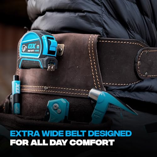 OX Drywall Tool Belt + Pouches - Leather Tool Belts For Men - Size XL - color: Drywall Belt, size: XL
