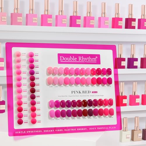 Double Rhythm 28Pcs 0.5Oz Gel Nail Polish Set Same Color Same Bottle Gel Polish Kit Nail Art Manicure Salon DIY at Home for Women (Bright Pitaya Pink Purple Red Collection-T24-13) - color: Bright Pitaya Pink Purple