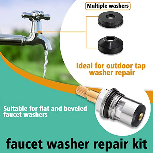 XBVV 32 Size 258 PC Faucet and Plumbing Rubber Washers Assortment Kit for Assorted Garden Hose Valve Spigot Adapter Splitter Outdoor Faucet Bibb Shower Hose Gasket Repair - size: 258 PCS
