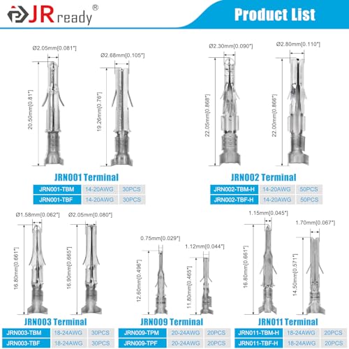 JRready ST6527 150Pairs Pins Terminal Kit 093" 062" Mini-Fit Jr. MLX Micro-Fit Car Automotive Terminals Electrical Pin Connectors 14-20AWG 18-24AWG 20-24AWG Single Pin Sockets Contact Standard Molex - color: 150Pairs Std Molex