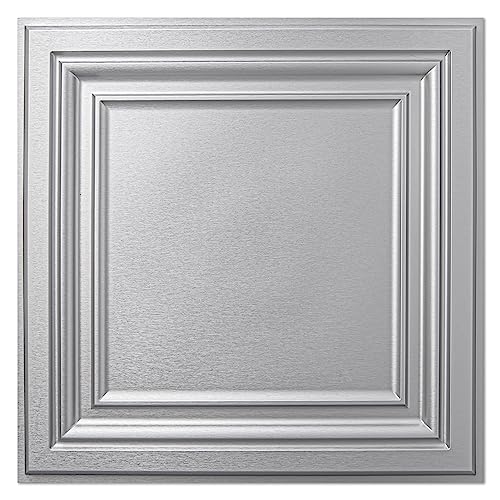Art3d Paintable 3D Ceiling Tiles, 2 x 2 ft, 13-Pack, Argent Silver - color: Brushed Silver, size: 24"x24"