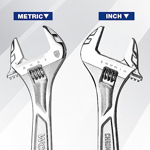 WORKPRO 10" Large Jaw Adjustable Wrench, Cr-V Steel, Chrome Finish - color: Silver, size: 10 inch