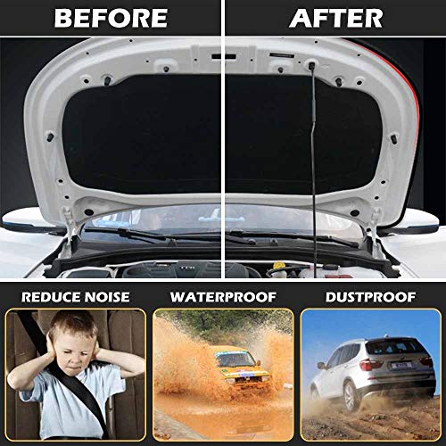 33Ft Universal Self Adhesive Weather Seal Strip for Car, 51/100 Inch Wide X 1/5 Inch Thick, Auto Door & Window Weatherstrip with Engine Cover (2 Rolls, 16.5 Ft Each) - size: 33 Feet Long