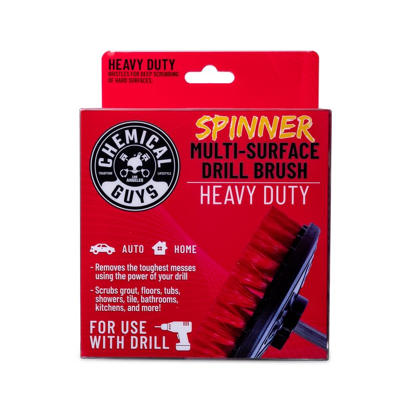 Chemical Guys, Heavy Duty Spinner Multi-Surface Drill Brush, Red, Scrubber - style: Heavy Duty